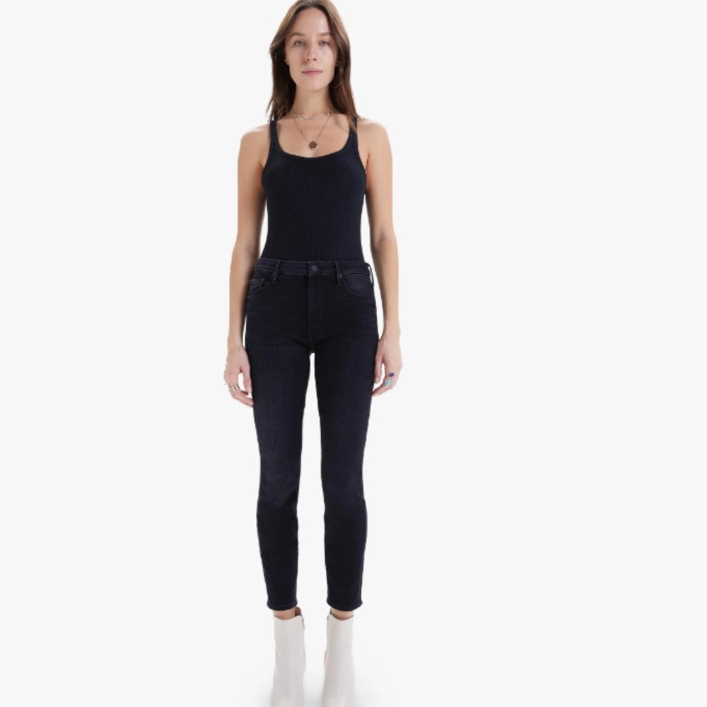 Mother Black Moleskin High Waisted Looker Skinny Jean Size: 26